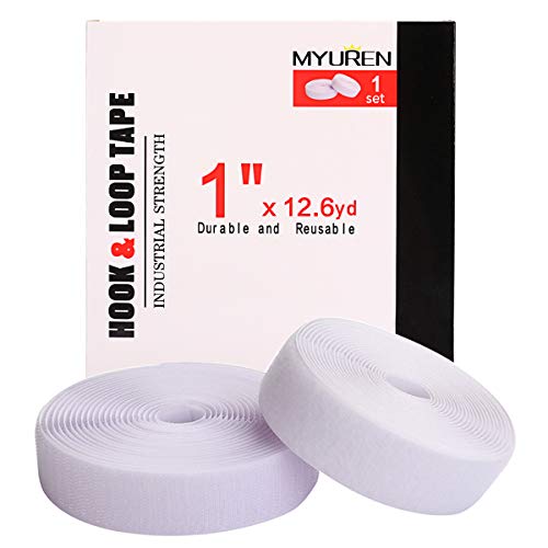 11.5m x 25mm Klettband zum Nähen für Stoff, 25mm Breit Klettverschluss zum Aufnähen, Nylon Klettstreifen für DIY Handwerk Rund um Startseite und Büro, Weiß von MYUREN