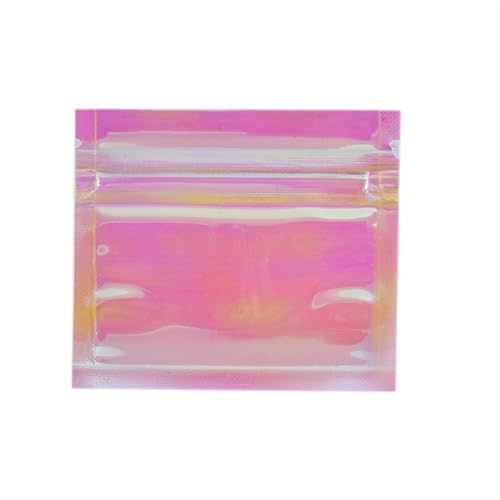 MZPOZB Flachverschlussbeutel 100 Pcs Flat Foil Zip Lock Bags Bath Salt Cosmetic Bag Pink Clear Mini Thick Mylar Resealable Bags Ziplock Druckverschlussbeutel(6.5X7.5cm) von MZPOZB