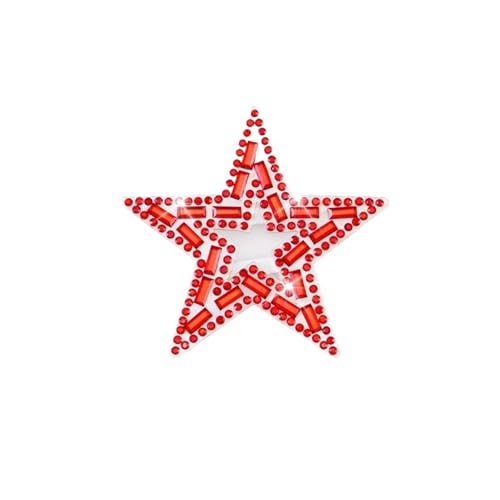 Perlenaufnäher für Kleidung Selbstklebende Hot Fix Stern Patches Strass Applikation Perlen Patches for Aufbügeln auf Kleidung DIY Haarspange Dekoration Perlen Aufnäher(Red,3PCS_SELF ADHESIVE) von MZPOZB