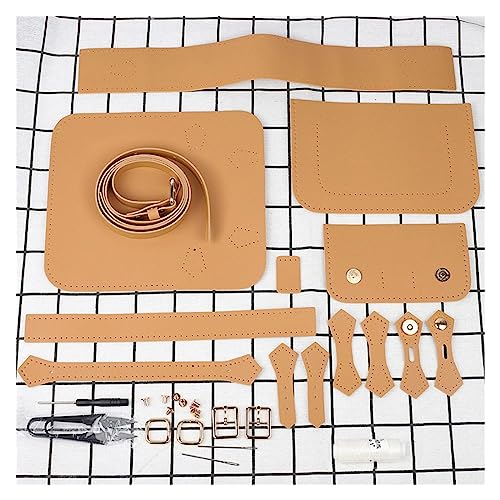 MZSKLW DIY-Ledertaschen-Bausatz DIY-Werkzeugset zur Herstellung von Lederhandwerkstaschen, Nähmaterial for Strick- und Häkeltaschen Herstellungsset Handgefertigte(Khaki) von MZSKLW