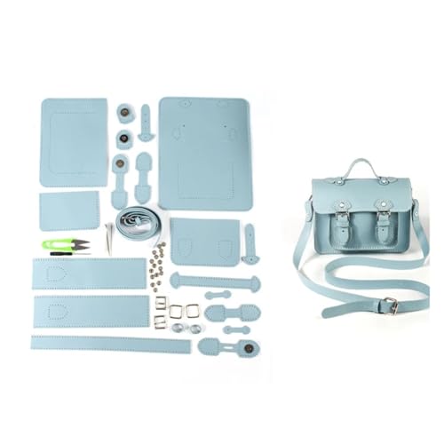 MZSKLW DIY-Ledertaschen-Bausatz Handgemachte quadratische Tasche DIY Zubehör Tasche DIY Tasche Material Kit DIY Tasche Zubehör handgemachte Tasche Leder Geldbörse Herstellungsset Handgefertigte(Blue) von MZSKLW