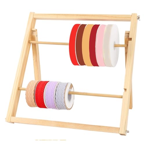 MZSKLW Fadenspulen-Halter Holz 2-Tier Band Spule Rack Stickerei Nähgarn Halter Tabletop Spool Nähgarn Organizer Halter Lagerung Accessoy Für Stickerei, Quilten, Nähen, Haarflechten(White-A) von MZSKLW