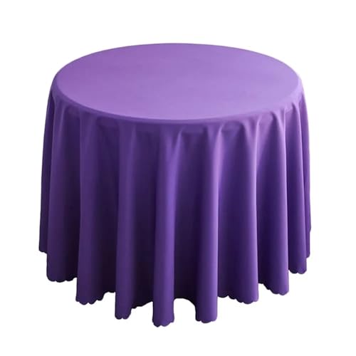 MZSKLW Runde Tischdecke Einfarbige runde Tischdecke for Heimdekoration, waschbare Tischdecken, Hochzeit, Polyester, waschbar, Party-Bankett-Overlay Tischdecke Outdoor(Dark Purple) von MZSKLW