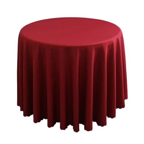 MZSKLW Runde Tischdecke Einfarbige runde Tischdecke for Heimdekoration, waschbare Tischdecken, Hochzeit, Polyester, waschbar, Party-Bankett-Overlay Tischdecke Outdoor(Wine red) von MZSKLW