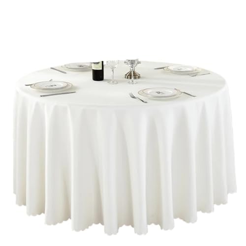 MZSKLW Runde Tischdecke Hochzeit Dekorative Tischdecke Runde Tischdecken Esstisch Abdeckung Geburtstag Bankett Dekor Hause Esstisch Abdeckung Tischdecke Outdoor(Beige White,200cm Round) von MZSKLW