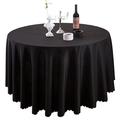 MZSKLW Runde Tischdecke Hochzeit Dekorative Tischdecke Runde Tischdecken Esstisch Abdeckung Geburtstag Bankett Dekor Hause Esstisch Abdeckung Tischdecke Outdoor(Black,260cm Round) von MZSKLW