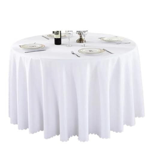 MZSKLW Runde Tischdecke Hochzeit Dekorative Tischdecke Runde Tischdecken Esstisch Abdeckung Geburtstag Bankett Dekor Hause Esstisch Abdeckung Tischdecke Outdoor(White,220cm Round) von MZSKLW