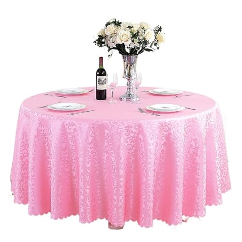 MZSKLW Runde Tischdecke Polyester-Tischdecke, Hotel-Hochzeitsbankett-Party-Dekoration, runde Tischdecken, Tischauflagen, Heimdekoration Tischdecke Outdoor(Pink,240cm Round) von MZSKLW