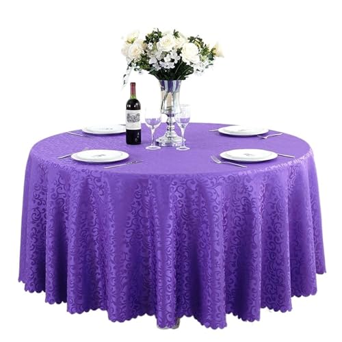 MZSKLW Runde Tischdecke Polyester-Tischdecke, Hotel-Hochzeitsbankett-Party-Dekoration, runde Tischdecken, Tischauflagen, Heimdekoration Tischdecke Outdoor(Purple,220cm Round) von MZSKLW