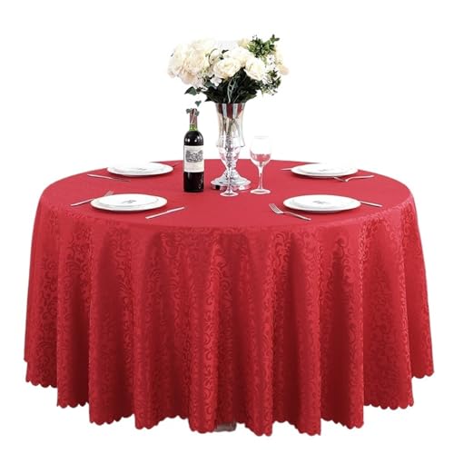 MZSKLW Runde Tischdecke Polyester-Tischdecke, Hotel-Hochzeitsbankett-Party-Dekoration, runde Tischdecken, Tischauflagen, Heimdekoration Tischdecke Outdoor(Red,180cm Round) von MZSKLW