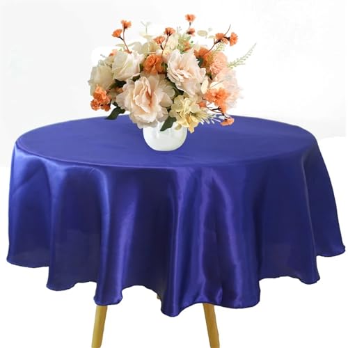 MZSKLW Runde Tischdecke Runde Satin-Tischdecke 57/90/120 Zoll Hochzeit Party Dekoration Tischdecke Restaurant Geburtstag Weihnachten Zuhause Tischdecke Tischdecke Outdoor(Blue1,Round 320cm-126inch) von MZSKLW