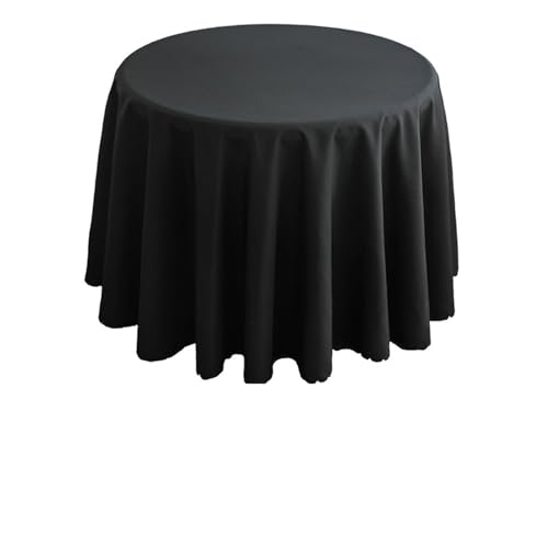 MZSKLW Runde Tischdecke Runde Tischdecke aus Polyester, waschbar, solide Tischdecke for Hochzeit, Party, Bankett, Zuhause, geeignet for runde Tische von 150–160 cm Tischdecke Outdoor(Black) von MZSKLW