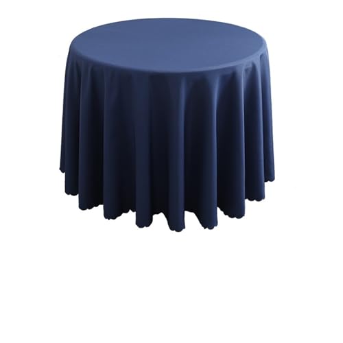 MZSKLW Runde Tischdecke Runde Tischdecke aus Polyester, waschbar, solide Tischdecke for Hochzeit, Party, Bankett, Zuhause, geeignet for runde Tische von 150–160 cm Tischdecke Outdoor(Deep Blue) von MZSKLW