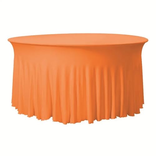 MZSKLW Runde Tischdecke Runde gerüschte elastische Spandex-Tischdecke, Stretch-Rock, Tischdecke, Cocktail-Tischwäsche, Hotel-Party, Hochzeitsdekoration Tischdecke Outdoor(Orange,183cmRoundx75cmHigh) von MZSKLW