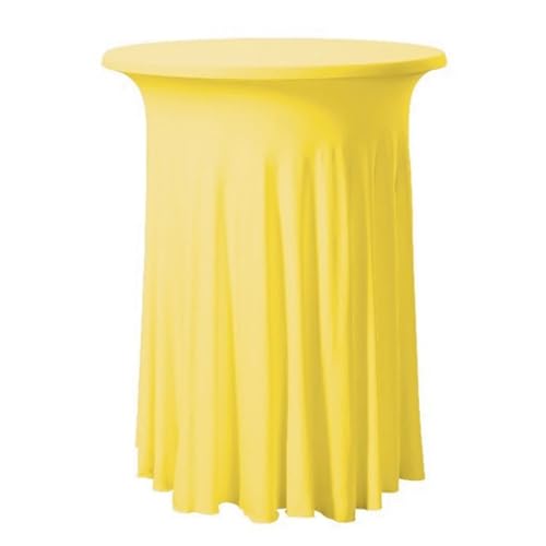 MZSKLW Runde Tischdecke Runde gerüschte elastische Spandex-Tischdecke, Stretch-Rock, Tischdecke, Cocktail-Tischwäsche, Hotel-Party, Hochzeitsdekoration Tischdecke Outdoor(Yellow,122cmRoundx75cmHigh) von MZSKLW