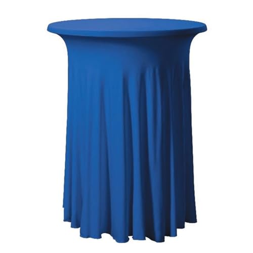 MZSKLW Runde Tischdecke Runde gerüschte elastische Spandex-Tischdecke, Stretch-Rock, Tischdecke, Cocktail-Tischwäsche, Hotel-Party, Hochzeitsdekoration Tischdecke Outdoor(Blue1,122cmRoundx75cmHigh) von MZSKLW