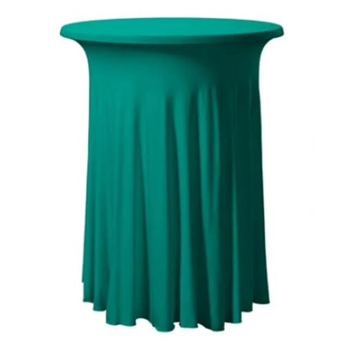 MZSKLW Runde Tischdecke Runde gerüschte elastische Spandex-Tischdecke, Stretch-Rock, Tischdecke, Cocktail-Tischwäsche, Hotel-Party, Hochzeitsdekoration Tischdecke Outdoor(Teal,122cmRoundx75cmHigh) von MZSKLW