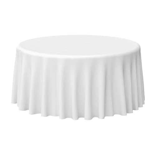 MZSKLW Runde Tischdecke Weiße Satin-Tischdecke, 145–335 cm, runde Tischdecke, Elegante, solide Tischdecken for Hochzeit, Event, Party, Hotel-Dekoration Tischdecke Outdoor(Round 145cm-57 inch) von MZSKLW