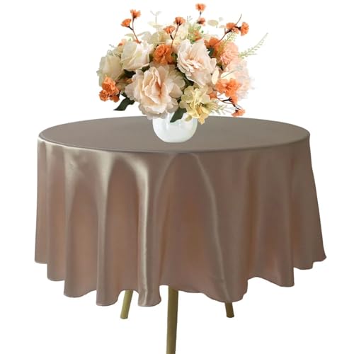 Runde Tischdecke Runde Satin-Tischdecke 57/90/120 Zoll Hochzeit Party Dekoration Tischdecke Restaurant Geburtstag Weihnachten Zuhause Tischdecke Tischdecke Outdoor(Rose Gold,Round 240cm-94inch) von MZSKLW