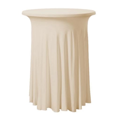 Runde Tischdecke Runde gerüschte elastische Spandex-Tischdecke, Stretch-Rock, Tischdecke, Cocktail-Tischwäsche, Hotel-Party, Hochzeitsdekoration Tischdecke Outdoor(Champagne,122cmRoundx75cmHigh) von MZSKLW