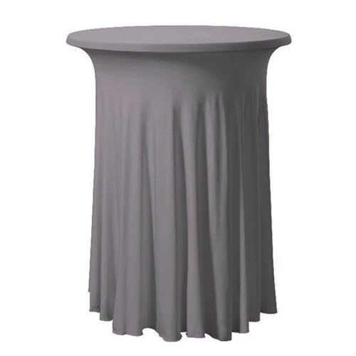 Runde Tischdecke Runde gerüschte elastische Spandex-Tischdecke, Stretch-Rock, Tischdecke, Cocktail-Tischwäsche, Hotel-Party, Hochzeitsdekoration Tischdecke Outdoor(Dark Grey,70cmRoundx110cmHigh) von MZSKLW