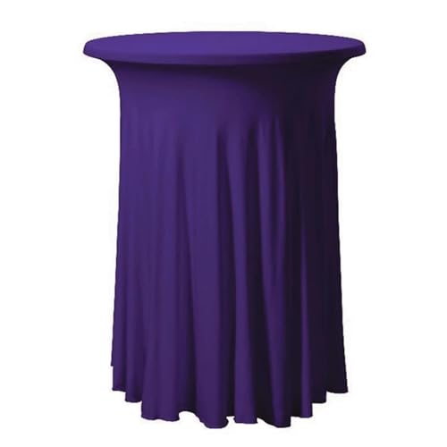 Runde Tischdecke Runde gerüschte elastische Spandex-Tischdecke, Stretch-Rock, Tischdecke, Cocktail-Tischwäsche, Hotel-Party, Hochzeitsdekoration Tischdecke Outdoor(Dark Purple,152cmRoundx75cmHigh) von MZSKLW