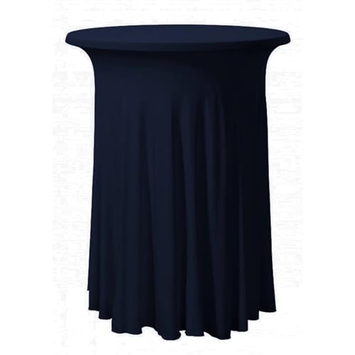 Runde Tischdecke Runde gerüschte elastische Spandex-Tischdecke, Stretch-Rock, Tischdecke, Cocktail-Tischwäsche, Hotel-Party, Hochzeitsdekoration Tischdecke Outdoor(Deep Blue,80cmRoundx110cmHigh) von MZSKLW