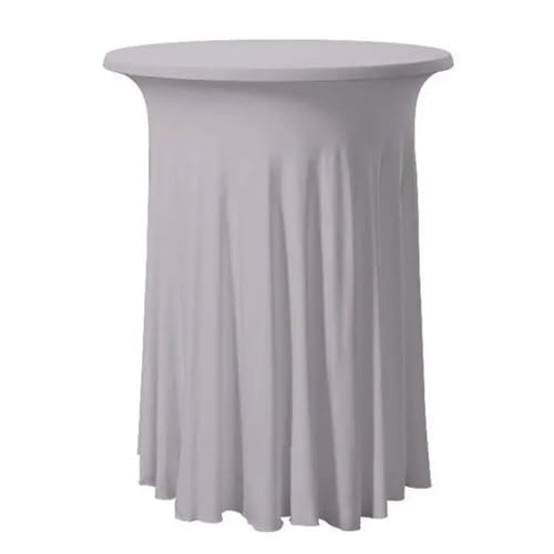 Runde Tischdecke Runde gerüschte elastische Spandex-Tischdecke, Stretch-Rock, Tischdecke, Cocktail-Tischwäsche, Hotel-Party, Hochzeitsdekoration Tischdecke Outdoor(Silver Grey,122cmRoundx75cmHigh) von MZSKLW