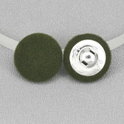 Knöpfe, Jeansknöpfe, 20 Stück 15–38 mm großes Nähset mit runden, mit Samtstoff überzogenen Knöpfen mit Metallschäften, bunte Stoffknöpfe for Nähbegeisterte(Army Green,20mm 20PCS) von MaRxan