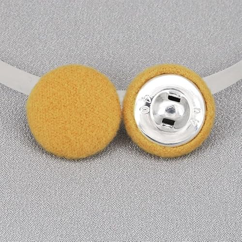Knöpfe, Jeansknöpfe, 20 Stück 15–38 mm großes Nähset mit runden, mit Samtstoff überzogenen Knöpfen mit Metallschäften, bunte Stoffknöpfe for Nähbegeisterte(Yellow,15mm 20pcs) von MaRxan