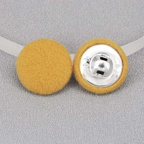 Knöpfe, Jeansknöpfe, 20 Stück 15–38 mm großes Nähset mit runden, mit Samtstoff überzogenen Knöpfen mit Metallschäften, bunte Stoffknöpfe for Nähbegeisterte(Yellow,38mm 20PCS) von MaRxan