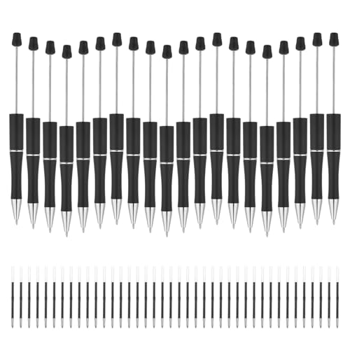 Maahongh Perlenstifte, Kunststoff-Kugelschreiber mit 40 schwarzen Tinte, Perlenstift-Set, DIY-Stifte für Perlen für Geschenke für Kinder und Studenten, Büro- und Schulbedarf, 20 Stück (schwarz) von Maahongh