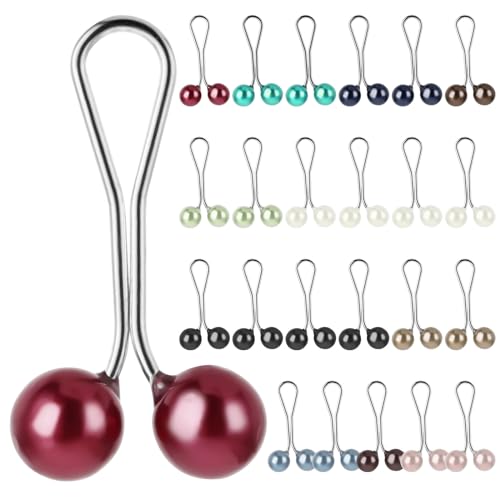 24 Stück Hijab Nadeln,Mabor Perlen Sicherheitsnadeln Mehrfarbige Hijab Kopftuch Nadeln Schalnadeln und Clips Damen Schal-Nadeln Clips Muslimische Hijab-Schal-Clips für Hijab-Schals Pullover von Mabor