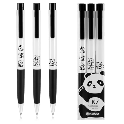 3 Stück 0,5mm Einziehbare Gelschreiber,Mabor Gelstifte Panda Stifte Aesthetic Gel Pen Aesthetic Stifte Stift Panda Schwarz Tinte Gel Kugelschreiber Niedliche Kulischreiber für Schule Büro Zuhause von Mabor