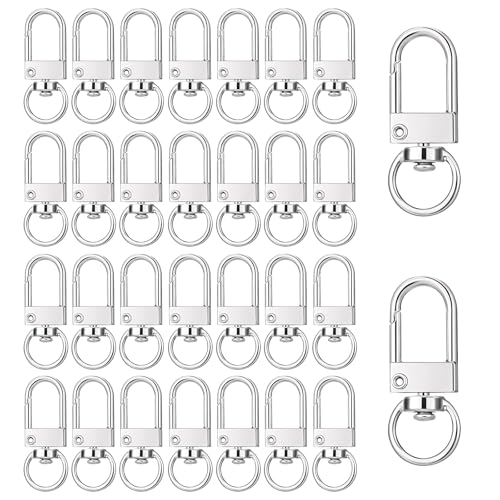 30 Stück Metall Schlüsselanhänger Karabiner,Mabor Silber Karabinerhaken mit Drehgelenk Schlüsselanhänger mit Karabiner 360° Drehbarem Krallenverschlüsse für DIY Handtasche Schlüsselring Schmuck von Mabor