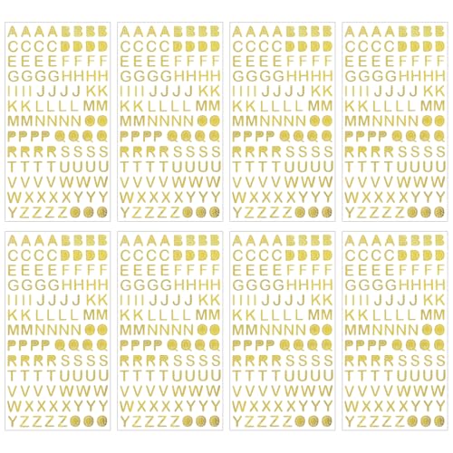 8 Blätter Buchstaben Aufkleber,Mabor Gold Klebebuchstaben Selbstklebende Buchstaben Sticker Glitter Buchstaben zum Aufkleben Dekorative Alphabet Stickers für DIY Scrapbooking Handgemachte Grußkarten von Mabor