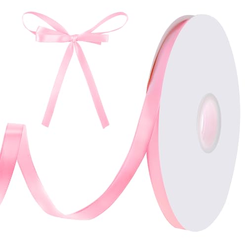 91,4m X 1cm Geschenkband Rosa,Mabor Satinband Rosa Schleifenband Hochzeit Feines Dekoband Band Stoffband Seidenband für Weihnachtsgeschenke Hochzeit Basteln Geschenke Sträuße von Mabor