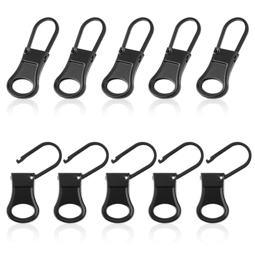 Mabor 10 Stück reißverschluss zipper, Abnehmbare reißverschluss ersatz zipper Reißverschluss anhänger Metall Zipper Pull Universal Für Mode Rucksäcke Hosen Schuhe Kleidung Jacken Koffer von Mabor