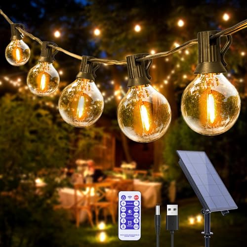 Macchiatto Lichterkette Außen, 12M Lichterkette Outdoor mit 30+1 G40 Glühbirnen Lichterkette, Wetterfest Lichterkette Außen Solar für Garten, Hochzeiten, Partys(Warmweiß) von Macchiatto