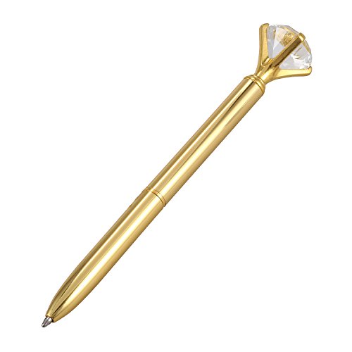 Macejczyk Kawaii Kugelschreiber Kugelschreiber mit grossen Diamant schwarz Nachfuellstift Mode Schule Buerobedarf,golden von Macejczyk