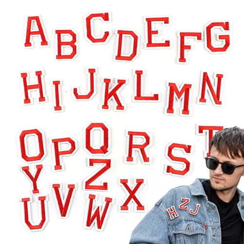 Maciun Buchstabenaufnäher | Aufbügler Buchstaben Alphabet A-Z Patch - Gestickte Patches Buchstaben Kreative Eisen auf Buchstaben Nähen bestickte Patches für Hemden, Jeans, Schuhe von Maciun