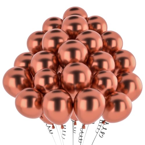 Luftballons Roségold Metallic,50 Stück 12 Zoll Matt Metallic Roségold Ballon,Chrom Roségold Metallic für Geburtstagsdeko Hochzeit Taufe Deko Partydeko Luftballoons 50pcs von Maclunar