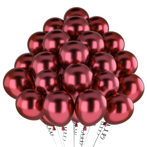 Luftballons Rot Metallic,50 Stück 12 Zoll Matt Metallic Rot Ballon,Chrom Grün Rot Metallic für Geburtstagsdeko Hochzeit Taufe Deko Partydeko Luftballoons 50pcs von Maclunar