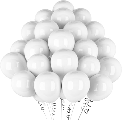 Luftballons Weiß Metallic,100 Stück 12 Zoll Matt Metallic Weiß Ballon,Chrom Weiß Metallic für Geburtstagsdeko Hochzeit Taufe Deko Partydeko Luftballoons 100pcs von Maclunar