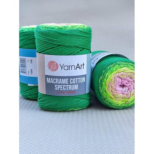 Garn Art Makramee Baumwolle Spektrum Makramee Schnur Harmonische Farben, einzigartige Makramee-Handwerk, 250 g, 246 m, 80 % Baumwolle Makramee, buntes Makramee-Garn, Gewicht Kammgarn (1309) von Macrame