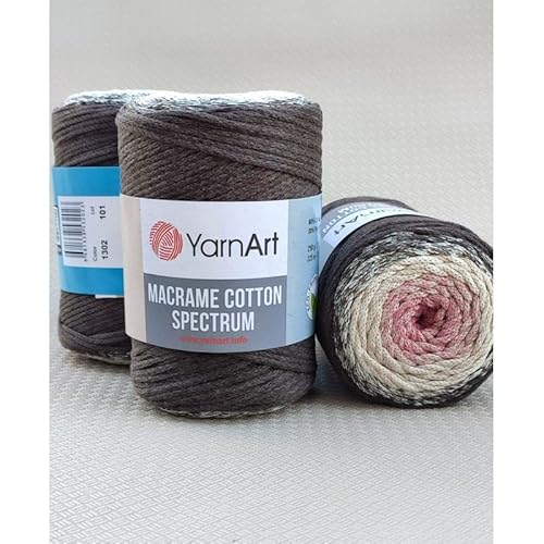 Garn Art Makramee Baumwolle Spektrum Makramee Schnur Harmonische Farben, einzigartige Makramee-Handwerk, 250 g, 246 m 80 % Baumwolle Makramee, buntes Makramee-Garn, Gewicht Kammgarn (1302) von Macrame