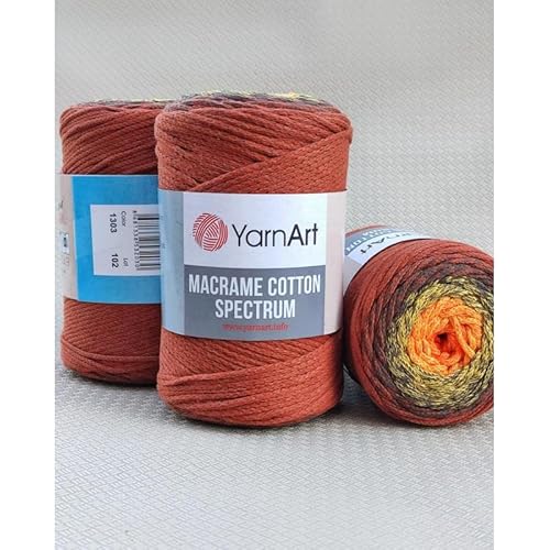 Garn Art Makramee Baumwolle Spektrum Makramee Schnur Harmonische Farben, einzigartige Makramee-Handwerk, 250 g, 246 m 80 % Baumwolle Makramee, buntes Makramee-Garn, Gewicht Kammgarn (1303) von Macrame