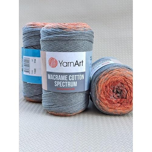 Garn Art Makramee Baumwolle Spektrum Makramee Schnur Harmonische Farben, einzigartige Makramee-Handwerk, 250 g, 246 m 80 % Baumwolle Makramee, buntes Makramee-Garn, Gewicht Kammgarn (1320) von Macrame