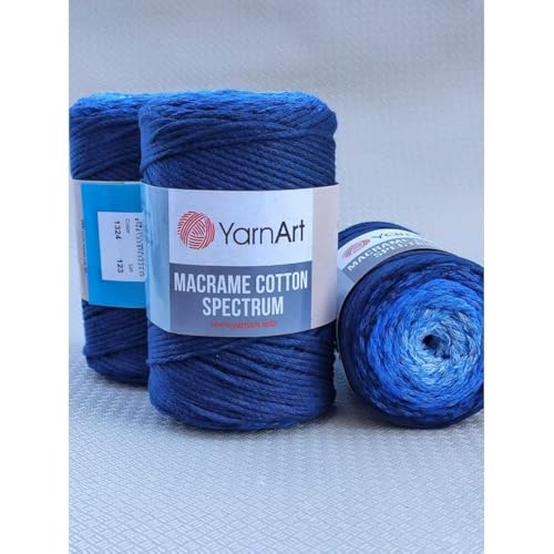 Garn Art Makramee Baumwolle Spektrum Makramee Schnur Harmonische Farben, einzigartige Makramee-Handwerk, 250 g, 246 m 80 % Baumwolle Makramee, buntes Makramee-Garn, Gewicht Kammgarn (1324) von Macrame