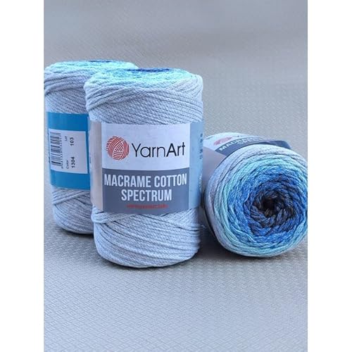 Garn Art Makramee Baumwolle Spektrum Makramee Schnur Harmonische Farben, einzigartige Makramee Handwerk 250 g, 246 m 80 % Baumwolle MakrameeSeil mehrfarbig Makramee, buntes MakrameeGarngewicht von Macrame